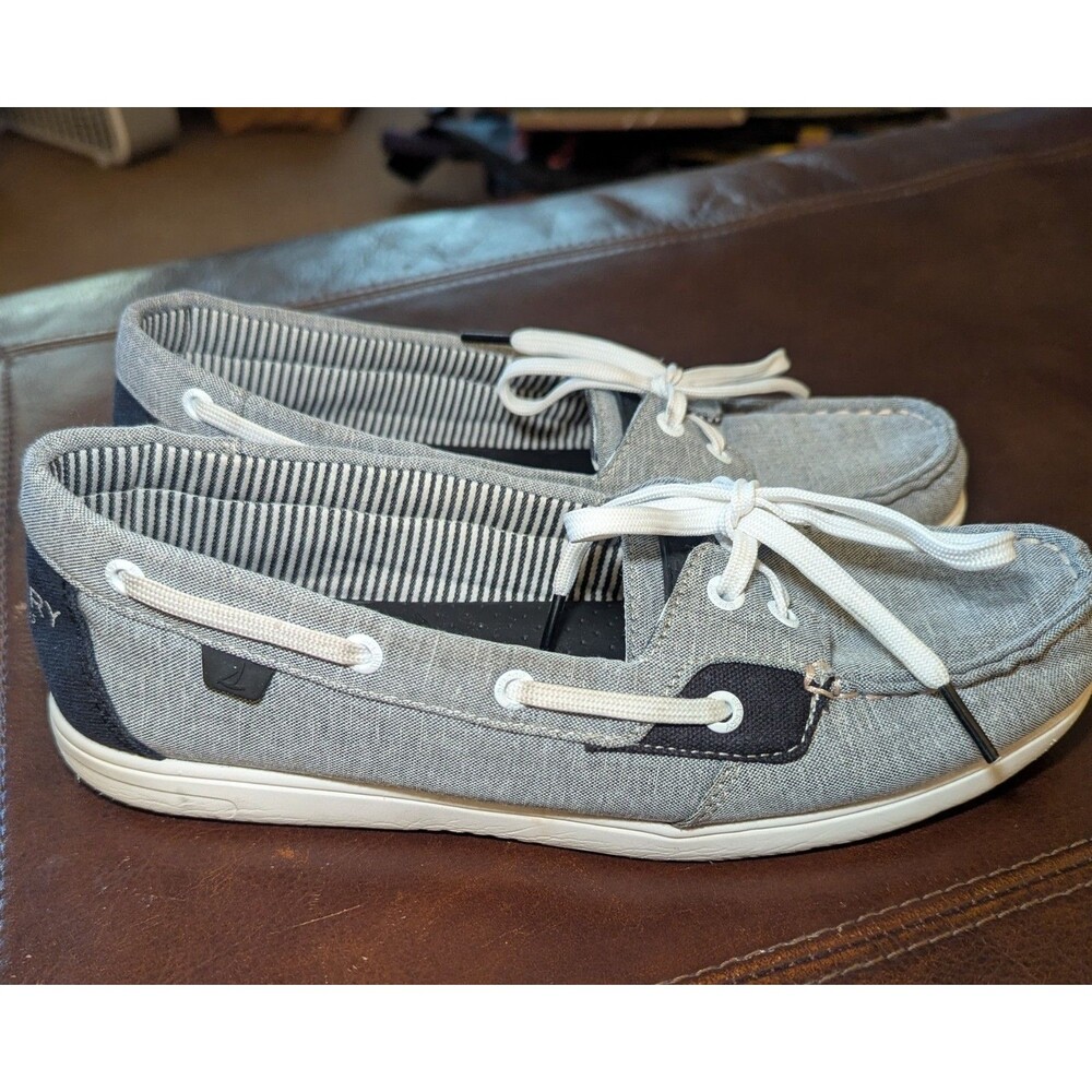 Sperry Leather Top Siders Boat Shoes Loafers Flats Black White Size 8.5 - Picture 5 of 10
